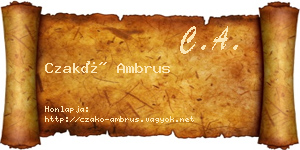 Czakó Ambrus névjegykártya